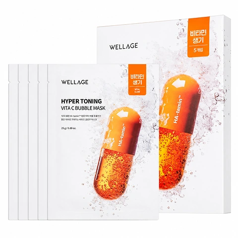 WELLAGE HYPER TONING VITA C BUBBLE MASK (5ea)